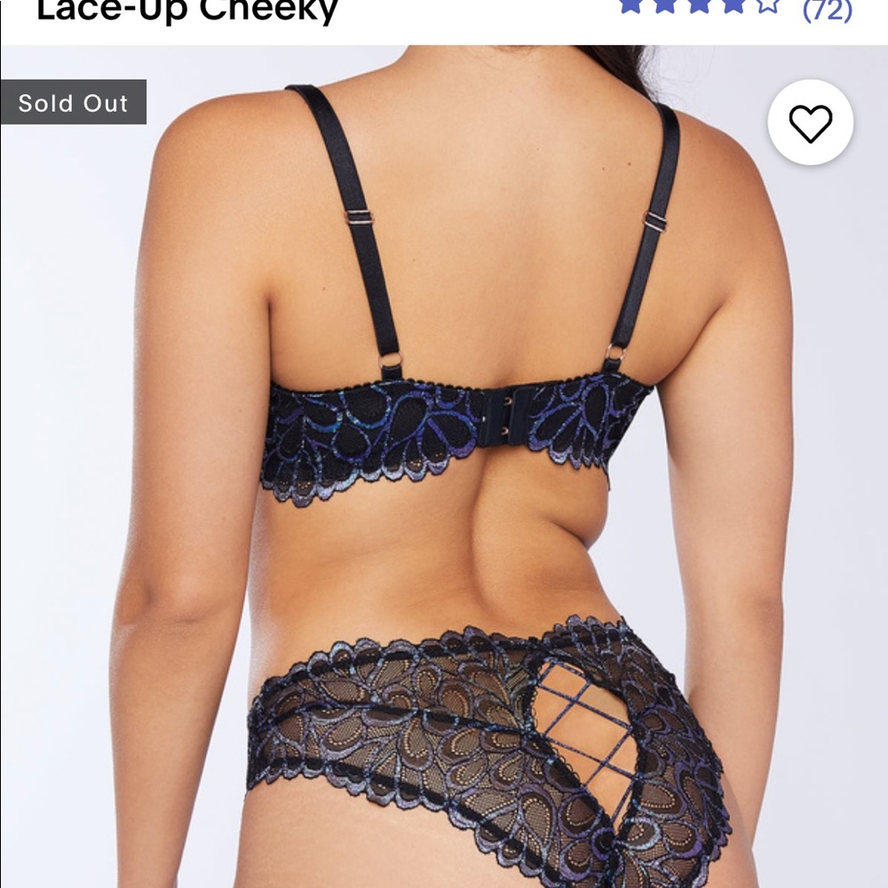 Savage x Fenty Iridescent Black Caviar Open Back Lace Up Panties  3x Like New - Picture 2 of 4